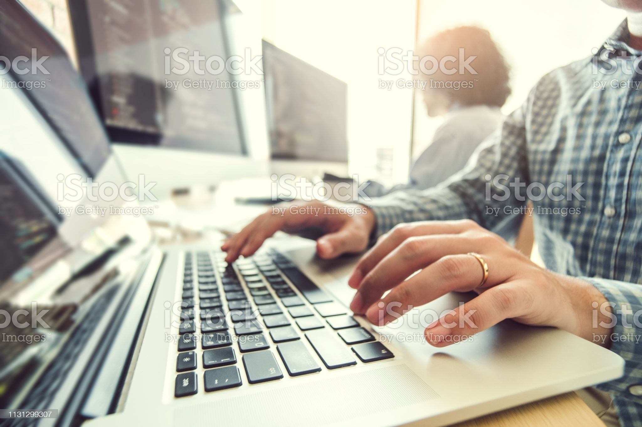 Developing programmer Team Development Website design and coding technologies working in software company office