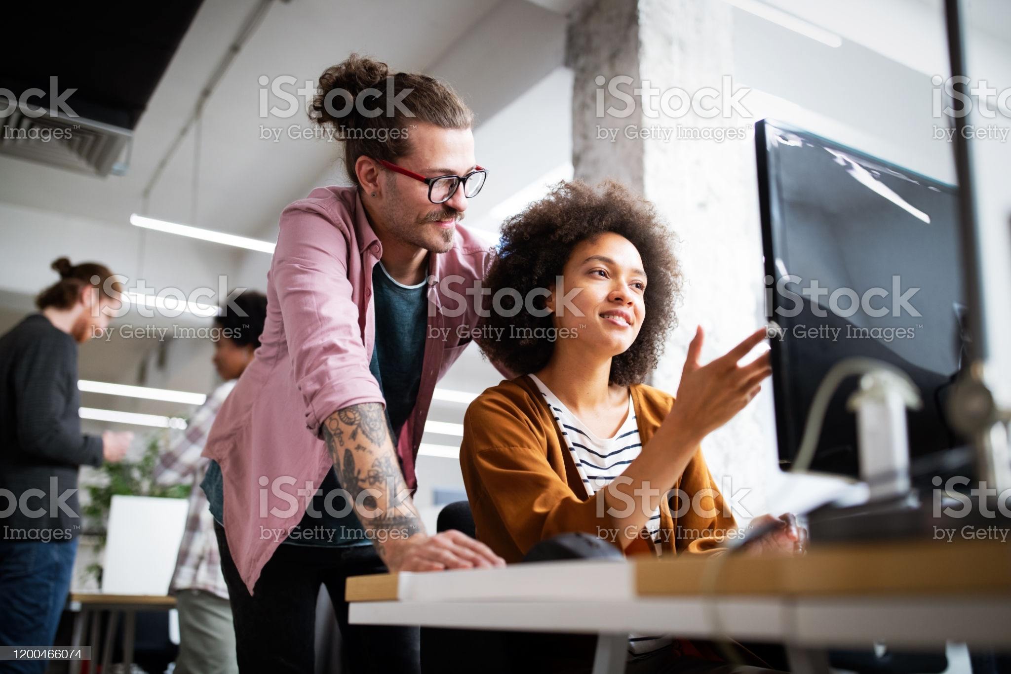 Business office technology software programming people concept